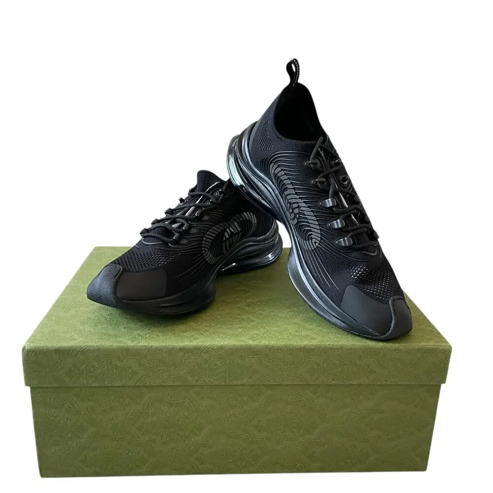 Gucci Run Sneaker Interlocking G Black Technical Knit Men's Size 12.5 US 13 NEW